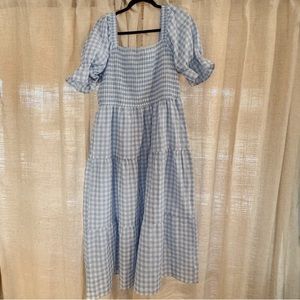 Blue and White Midi Dress